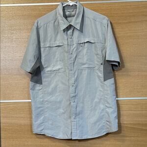 Ocean Coast Men's Sz M Silver & Gray Casual Button Down Shirt fishing beach